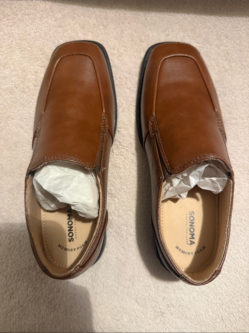 Sonoma Men’s Tan Slip-On Leather Loafers